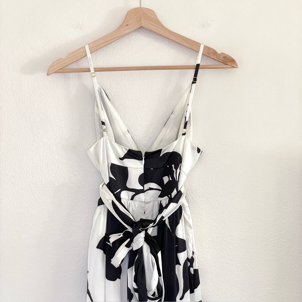 Anthropologie Hutch Guthrie Floral Satin Ruffle Hem Maxi Dress Black White 0 - Picture 9 of 16